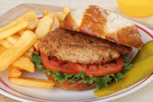 Indiana Pork Tenderloin Sandwich and Fries